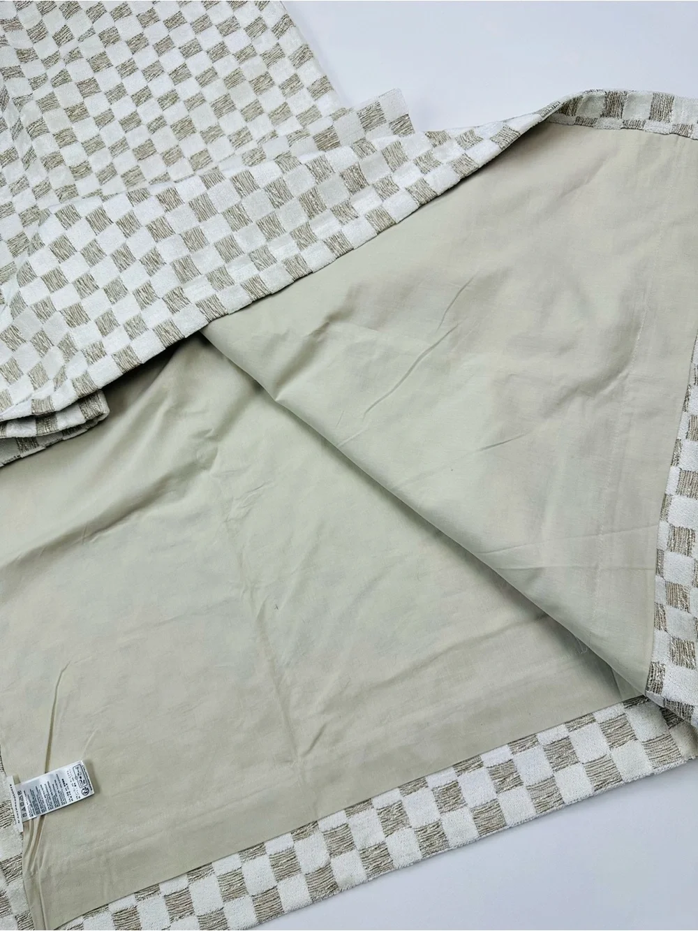 Anthropologie Carmine Woven Checkered Curtain Panel Neutral 50x63 inches
